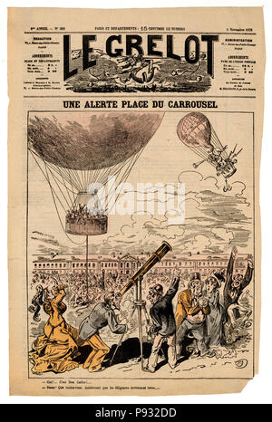 Une alerte, Place du Carrousel - Cartoon zeigt Prinz Don Carlos in einer schwer bewaffneten Ballon, natürlich durchgebrannt ist. 1878 Stockfoto