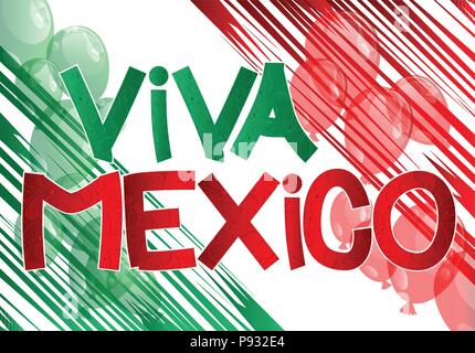 Vektor dargestellt Banner, comic Grußkarte mit Viva Mexico text und Luftballons. Stock Vektor