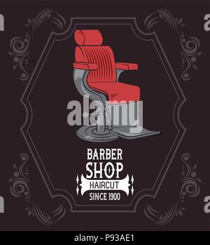 Barbershop vintage Emblem mit bunten retro Zeichnungen Vector Illustration graphic design Stock Vektor