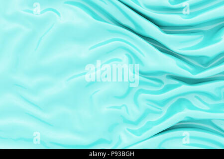 Türkis Stoff falten. 3D-Rendering Stockfoto