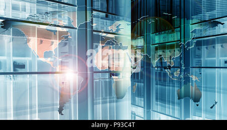 Weltkarte Abstract Double Exposure Konzept Hintergrund Stockfoto