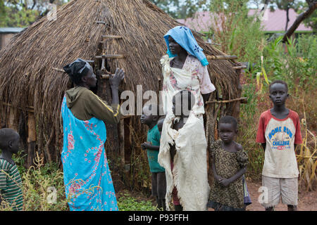 Adjumani, Uganda - der ugandischen Regierung Siedlung Programm für Flüchtlinge aus dem Südsudan. Stockfoto