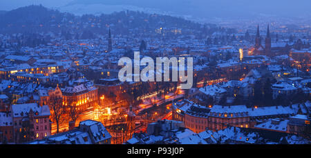 Winter Abend in Freiburg Stockfoto