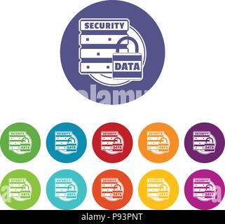 Sperren Data Security Icons Set Vector Farbe Stock Vektor