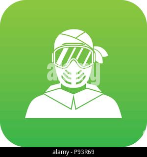 Paintball Spieler durch das Tragen von schützender Maske Symbol Digital Green Stock Vektor