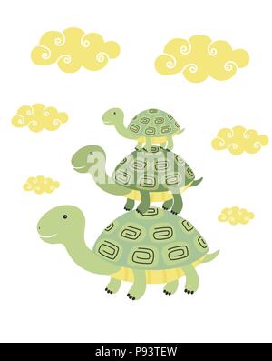 Lustige cartoon Turtle drucken Stock Vektor