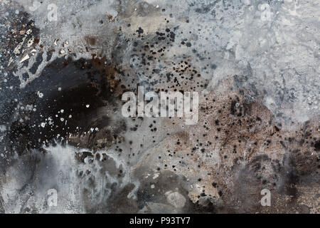 Textur der Acryl Malerei, Farben Schwarz und Weiß, raue strok Stockfoto