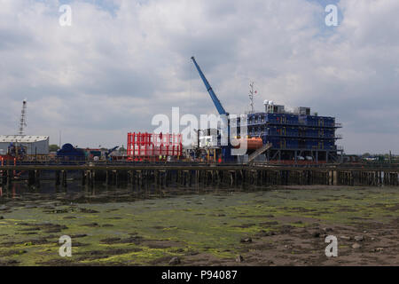 Unterkunft Schiff vertäut an Blyth, Northumberland Stockfoto