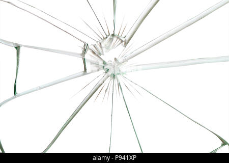 Zerbrochenes Glas Hintergrund für Ihre Bilder auf Weiß mit Freistellungspfad isoliert Stockfoto