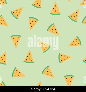 Nettes Stück Melone isoliert auf grünem Hintergrund. Vector Illustration. Stock Vektor
