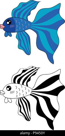 Siamese fighting fish. Vector Illustration. auf weißem Hintergrund. Stock Vektor