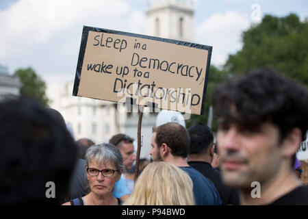 Anti-Trump Protest in Central London, UK. 12. Juli 2018. Stockfoto