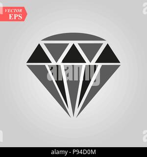 Diamond Symbol Vektor. Einfache flache Symbol. Perfekte schwarze Piktogramm Abbildung auf weißen Hintergrund. Stock Vektor