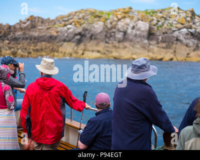 Menschen auf einem Meer safari, Isles of Scilly. Stockfoto