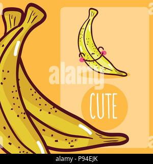 Banana Bunt früchte Cartoons netten und lustigen Cartoon Vector Illustration graphic design Stock Vektor