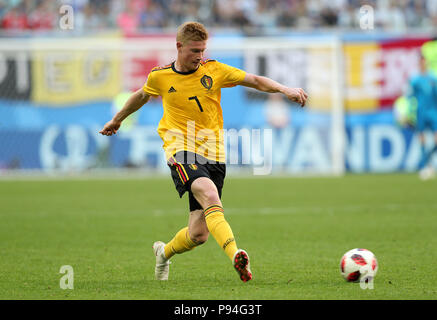 Der Belgier Kevin De Bruyne während des Play-off-Spiels der FIFA-Weltmeisterschaft auf dem dritten Platz im Sankt-Petersburg-Stadion. DRÜCKEN SIE VERBANDSFOTO. Bilddatum: Samstag, 14. Juli 2018. Siehe PA Story WORLDCUP Belgien. Bildnachweis sollte lauten: Aaron Chown/PA Wire. Stockfoto