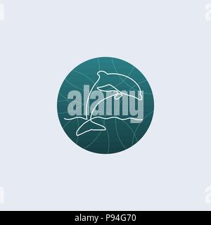 Eine Zeile Delphin logo Stock Vektor