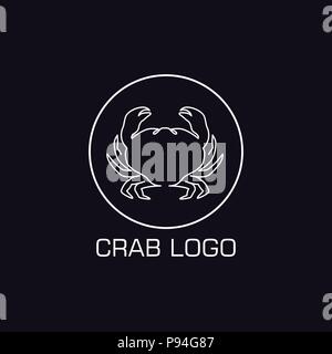 Eine Zeile crab Logo Stock Vektor