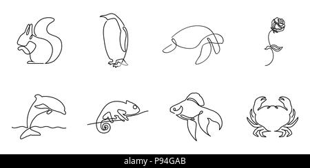 Sammlung von einer Linie Logos oder Symbole Stock Vektor