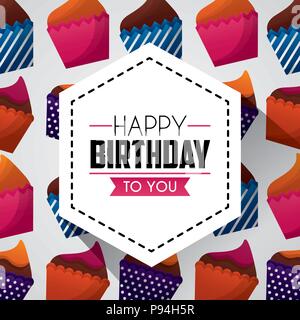 Happy Birthday Card Aufkleber Band ein anderes Zeichen für Kuchen Hintergrund Vector Illustration Stock Vektor