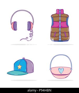 Einstellen der Jugendkultur Symbole Stock Vektor