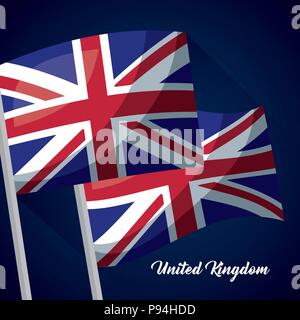 Königreich Land zwei Wave flags Vektor-illustration United Stock Vektor