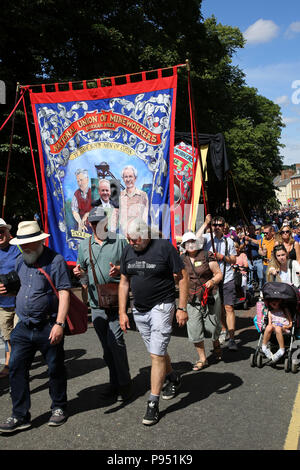 Durham, Großbritannien. 14. Juli 2018. Durham Bergleute Gal Stockfoto