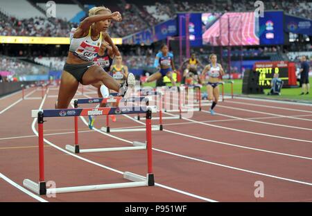 Djamila Bohm (GER) in der mens 400 m Hürden. Leichtathletik-WM. London Olympiastadion. Stratford. London. Auf "OK". 14.07.2018. Stockfoto