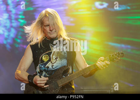 Tours, Frankreich. 14. Jul 2018. Steve Morse der Lead Gitarrist von Deep Purple am jährlichen amerikanischen Touren Festival, Tours, Frankreich. Credit: Julian Elliott/Alamy leben Nachrichten Stockfoto