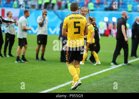 St. Petersburg, Russland. 14. Juli 2018. Jan Vertonghen (BEL) Fußball / Fussball: FIFA WM Russland 2018, 3. Platz Match Belgien 2-0 England bei Sankt Petersburg Stadion in St. Petersburg, Russland. Credit: yohei Osada/LBA SPORT/Alamy leben Nachrichten Stockfoto