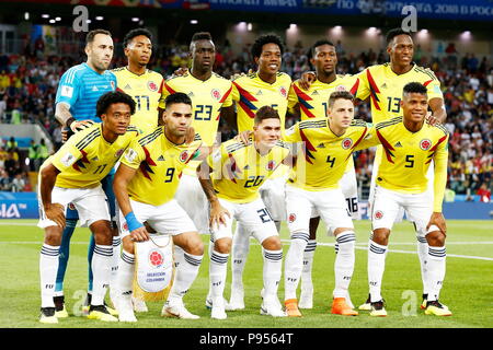 Moskau, Russland. 3. Juli 2018. Kolumbien team Gruppe Line-up (COL) Fußball / Fussball: FIFA WM Russland 2018 Match zwischen Kolumbien 1-1 England an der Spartak Stadium in Moskau, Russland. Credit: MUTSU KAWAMORI/LBA/Alamy leben Nachrichten Stockfoto