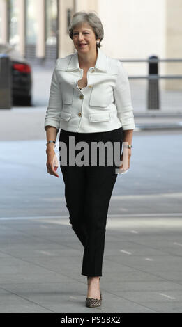 London, UK, 15. Juli 2018. Theresa kann der britische Premierminister kommen für die BBC Andrew Marr Show bei der BBC Credit: WFPA/Alamy leben Nachrichten Stockfoto