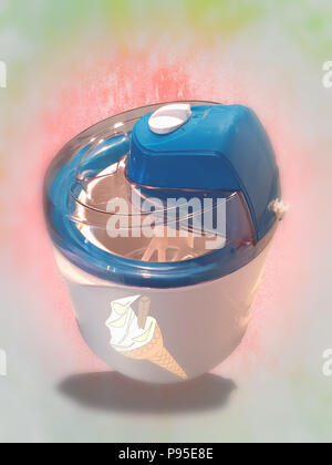 Hausgemachtes Eis, Eis Maschine für die Herstellung von Eiscreme Stockfoto
