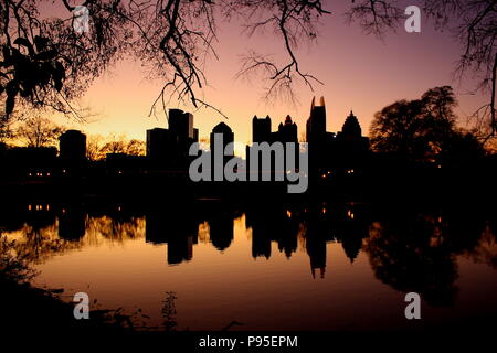 Atlanta Skyline Sonnenuntergang Stockfoto