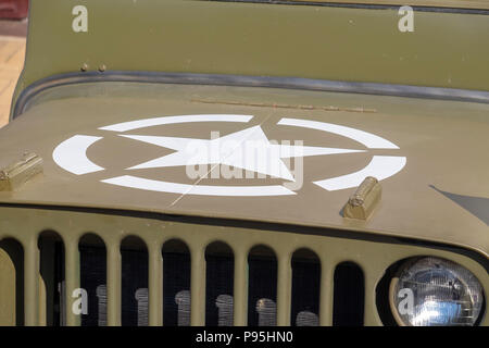 Vintage Army Jeep im Vintage Rallye Stockfoto