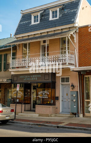 Boscawen Gold & Silber Exchange, Hodgston & Braun Juweliere Gebäude, 41 West Boscawen Street, Winchester, Virginia Stockfoto