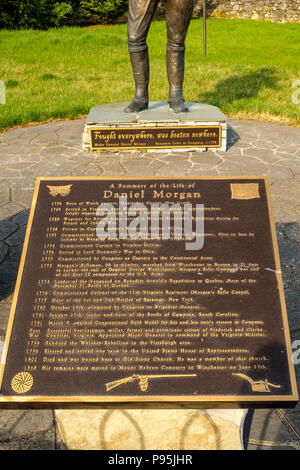 Daniel Morgan Statue, alte Stein presbyterianische Kirche, 304 East Piccadilly Street, Winchester, Virginia Stockfoto