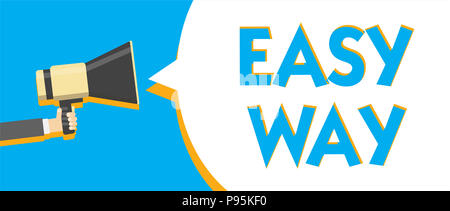 Konzeptionelle Hand schreiben, einfache Art und Weise. Business Foto Text, harte Entscheidung zwischen zwei weniger und mehr Aufwand Methode Mann mit Megaphon Blick Stockfoto