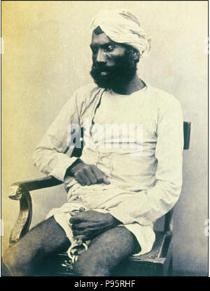 Eine handschriftliche Beschriftung erkennt den Mann als Gungoo Mehter wer bei Kanpur für das Töten viele der Sati Chaura Überlebenden, darunter viele Frauen und Kinder versucht wurde. Er wurde für schuldig befunden und bei Kanpur am 8. September 1859 gehängt. Stockfoto