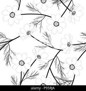 Cosmos Blumen auf weißem Hintergrund. Vector Illustration. Stock Vektor