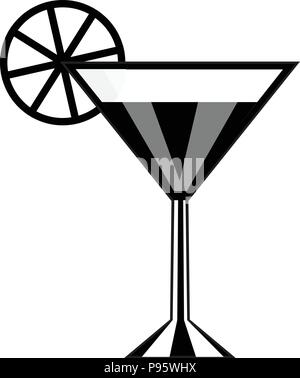 Vektor schwarze Silhouette Abbildung: Cocktail Glas und Zitrone Symbol auf weißem Hintergrund. Stock Vektor