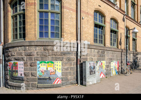 Kulturelle block Hallarna (Hallen) in Norrköping, Schweden. Dieses alte wolle Werk aus dem Jahr 1895 hat sich zu einem Zentrum für kulturelle Aktivitäten. Stockfoto