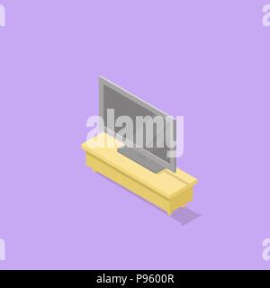 Low Poly isometrische TV-Standfuß mit Tv Stock Vektor