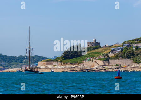 Boote auf dem Falmouth St Mawes cornwall Großbritannien Stockfoto