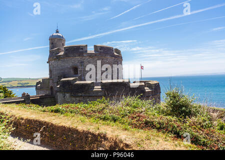 St Mawes Castle (kornisch: Kastel Lannvowsedh) ist eine Artillerie fort von Heinrich VIII. in der Nähe von Falmouth, Cornwall gebaut, zwischen 1540 und 1542. Stockfoto