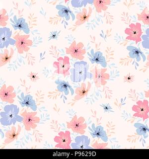 Vektor nahtlose florales Muster mit Cosmos Blumen Stock Vektor