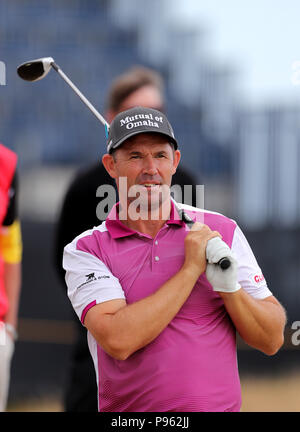 Padraig Harrington während der Vorschau Tag der offenen Meisterschaft 2018 bei Carnoustie Golf Links, Angus. Stockfoto