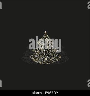 Vector Illustration eines Christbaumschmuck aus Sternen. Frohe Weihnachten Grußkarte. Stock Vektor