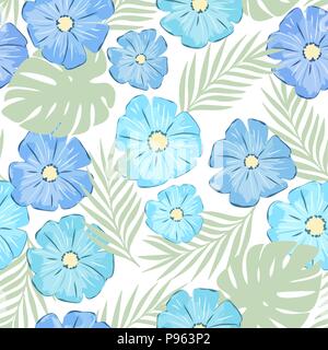 Vektor nahtlose florales Muster mit blauen Blumen Stock Vektor