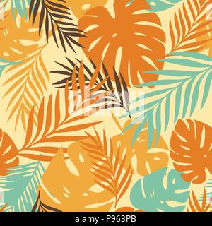 Vector pattern mit tropischen Blättern Stock Vektor